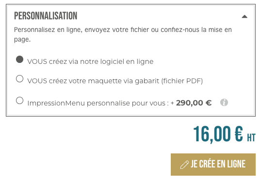 accéder à l'outil de personnalisation